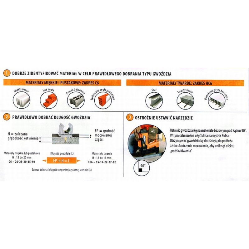 Gwoździe utwardzone do betonu i stali HC6-15 1op.-1000szt Gwoździe utwardzone do betonu i stali HC6-15 1op.-1000szt