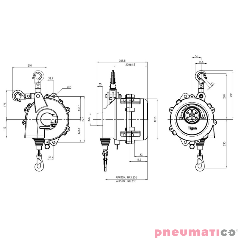 Balanser linkowy TW-105 TIGON 85-105kg 2100mm