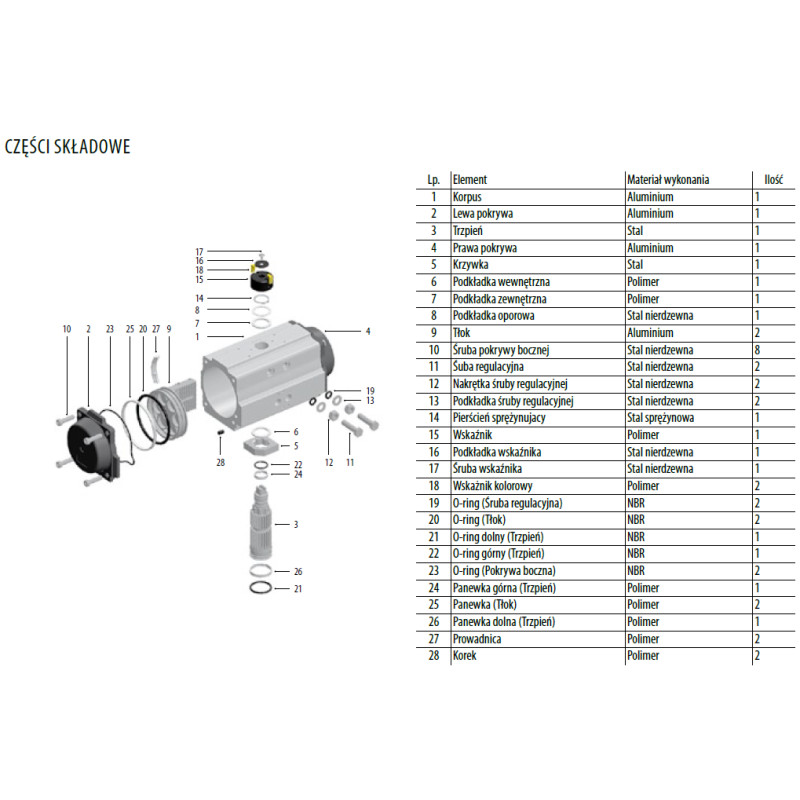 Pneumatyczny napęd obrotowy dwustronnego działania R.85 F05/07-17mm NDA85F57X17LT RQS