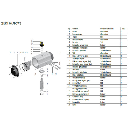 Pneumatyczny napęd obrotowy dwustronnego działania R.85 F05/07-17mm NDA85F57X17LT RQS