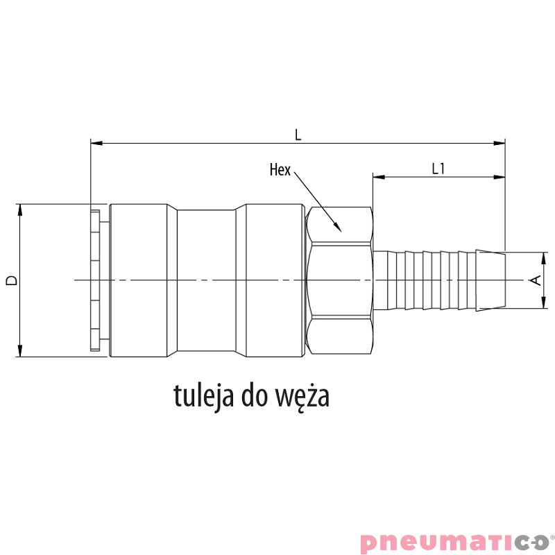 Złącze żeńskie na wąż RQS typ 8209 13 mm 8209KLTF13MVN Złącze żeńskie na wąż RQS typ 8209 13 mm 8209KLTF13MVN