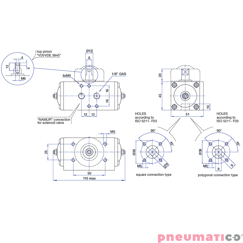 Pneumatyczny napęd obrotowy podw&oacute;jnego działania AP00DA 32 VITON SIRCA