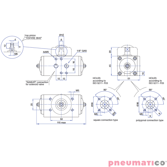 Pneumatyczny napęd obrotowy podw&oacute;jnego działania AP00DA 32 VITON SIRCA