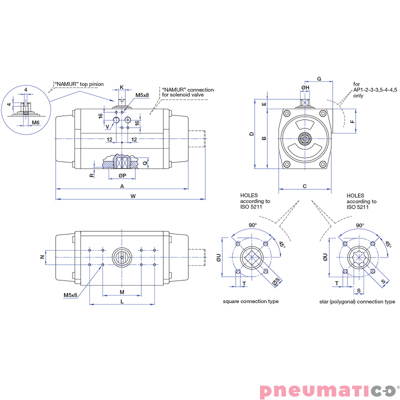 Pneumatyczny napęd obrotowy podw&oacute;jnego działania AP08DA 200 NBR SIRCA