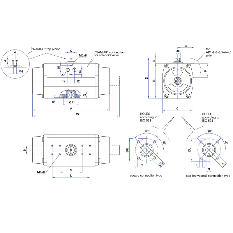 Pneumatyczny napęd obrotowy pojedynczego działania AP2A/BSR 63 NBR SIRCA