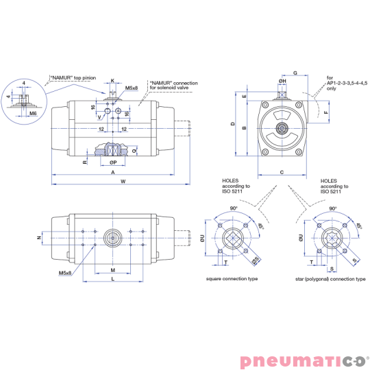 Pneumatyczny napęd obrotowy pojedynczego działania AP04SR 100 VITON SIRCA