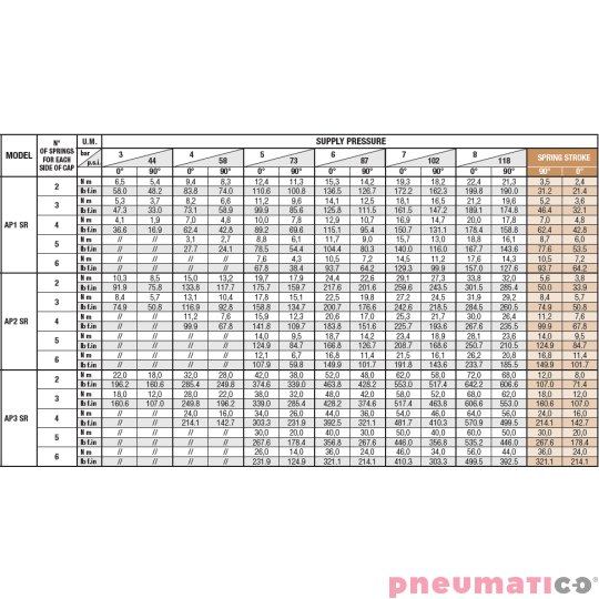 Pneumatyczny napęd obrotowy pojedynczego działania AP01SR 50 VITON SIRCA