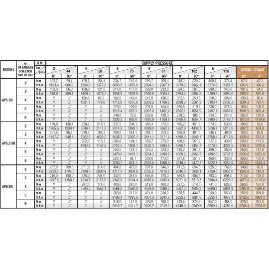 Pneumatyczny napęd obrotowy pojedynczego działania AP05SR 125 NBR SIRCA Pneumatyczny napęd obrotowy pojedynczego działania AP05SR 125 NBR SIRCA