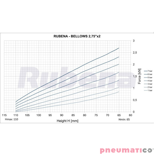 Siłownik mieszkowy RUBENA seria Dunlop 2 3/4' X2