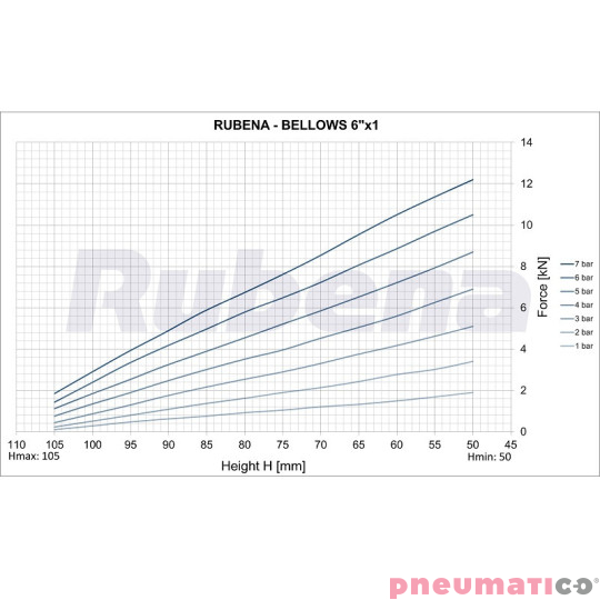 Siłownik mieszkowy RUBENA seria Dunlop 6' X1