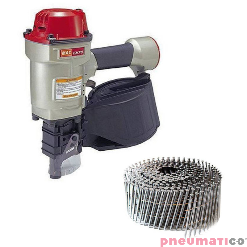 Gwoździarka pneumatyczna MAX CN70 + GWOŹDZIE FAC BOSTITCH 2.570 BK RI 1OP.- 9.000SZT. Gwoździarka pneumatyczna MAX CN70 + GWOŹDZIE FAC BOSTITCH 2.570 BK RI 1OP.- 9.000SZT.