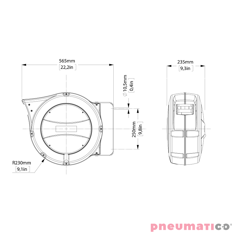 Zwijadło pneumatyczne średnica wew. 10mm ZECA AM86/10PVC 20m Zwijadło pneumatyczne średnica wew. 10mm ZECA AM86/10PVC 20m