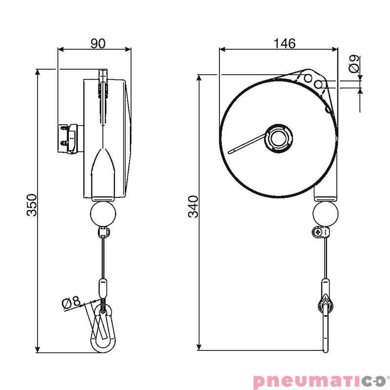 Balanser linkowy 9320NY TECNA 1-2,5kg 2000mm