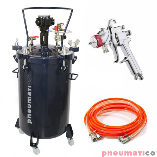 Zbiornik ciśnieniowy do natrysku 60L z mieszadłem Pneumatico Tank MP60-1-1E-25 + pistolet lakierniczy EXPERT HP 2,5 mm + wąż