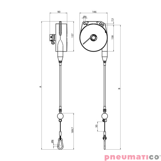 Balanser z linką w pancerzu B323/G2 TECNA 6-8kg 2000mm/2000mm