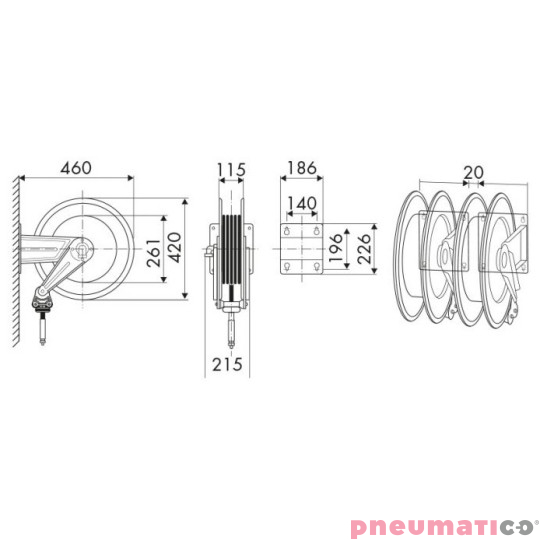 Zwijadło pneumatyczne RAASM 9430.104 20x12,7mm 15m Zwijadło pneumatyczne RAASM 9430.104 20x12,7mm 15m