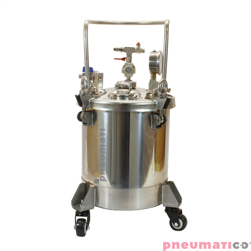 Zbiornik ciśnieniowy do malowania nierdzewny 10L bez mieszadła ZB10SS Pneumatico Tank + wąż podw&oacute;jny