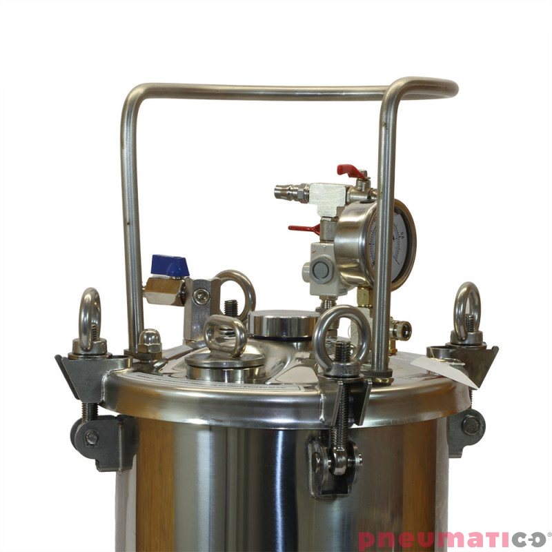 Zbiornik ciśnieniowy do malowania nierdzewny 10L bez mieszadła ZB10SS Pneumatico Tank + wąż podw&oacute;jny