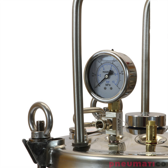 Zbiornik ciśnieniowy do malowania nierdzewny 10L bez mieszadła ZB10SS Pneumatico Tank + wąż podw&oacute;jny