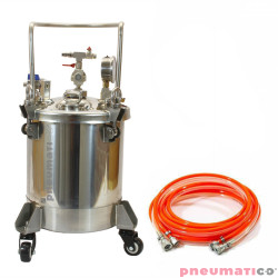 Zbiornik ciśnieniowy do malowania nierdzewny 10L bez mieszadła ZB10SS Pneumatico Tank + wąż podw&oacute;jny
