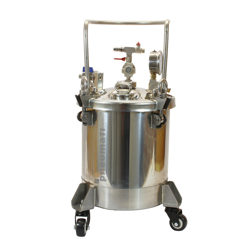 Zbiornik ciśnieniowy do malowania nierdzewny 10L bez mieszadła ZB10SS Pneumatico Tank z pistoletem lakierniczym + wężem