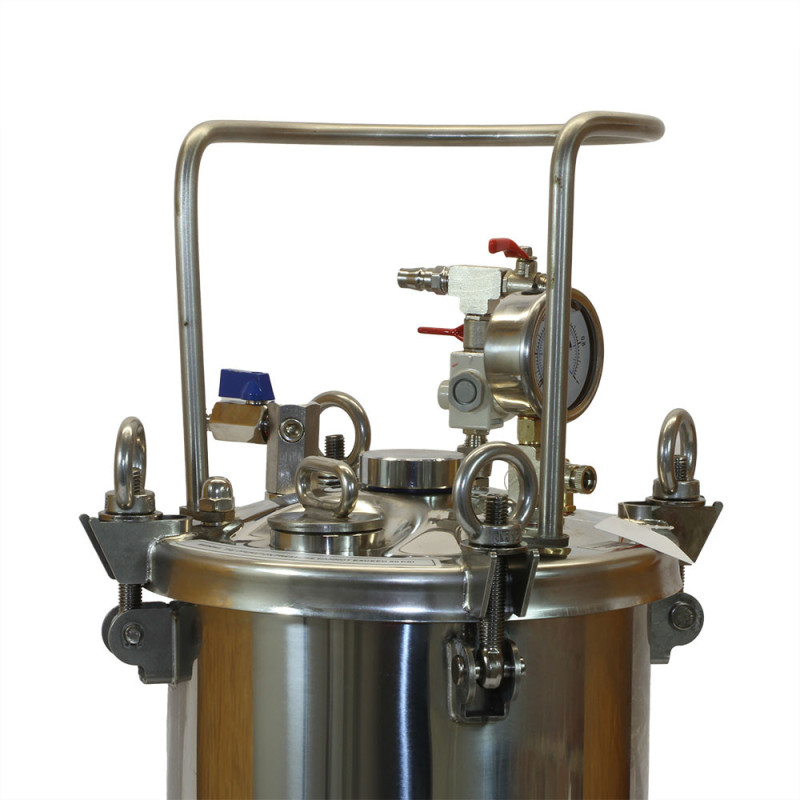 Zbiornik ciśnieniowy do malowania nierdzewny 10L bez mieszadła ZB10SS Pneumatico Tank z pistoletem lakierniczym + wężem