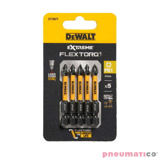 Końcówki wkrętarskie FLEXTORQ PH1 50/57 mm 5 szt. DeWalt DT7997T-QZ Końcówki wkrętarskie FLEXTORQ PH1 50/57 mm 5 szt. DeWalt DT7997T-QZ