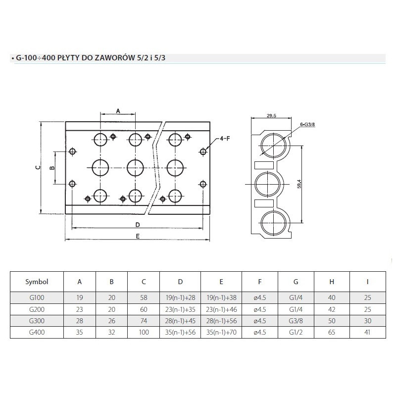 Płyta przyłączeniowa do zaworów 5/2 TEKMA G200-2T 2 zawory Płyta przyłączeniowa do zaworów 5/2 TEKMA G200-2T 2 zawory