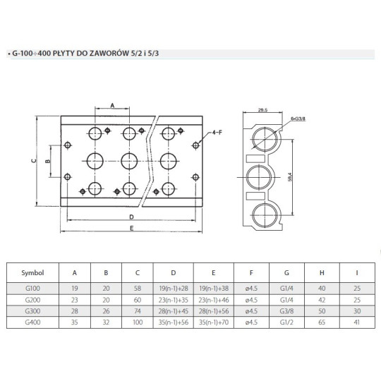 Płyta przyłączeniowa do zaworów 5/2 TEKMA G200-2T 2 zawory Płyta przyłączeniowa do zaworów 5/2 TEKMA G200-2T 2 zawory
