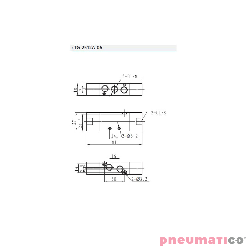 Zaw&oacute;r pneumatyczny 5/2 BISTAB. TG-2512A 1/8 1/4 3/8 1/2