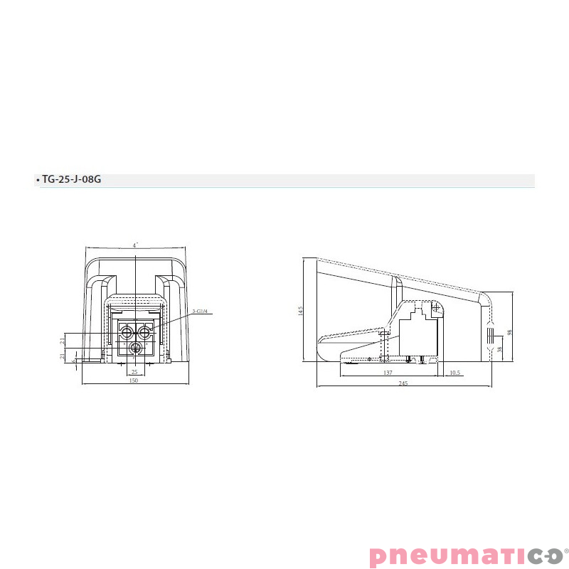 Zaw&oacute;r nożny w obudowie 5/2 1/4" TEKMA TG-25-J-08G