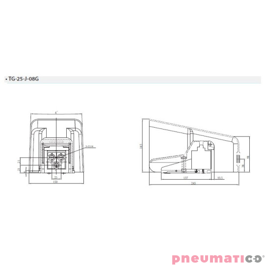 Zaw&oacute;r nożny w obudowie 5/2 1/4" TEKMA TG-25-J-08G