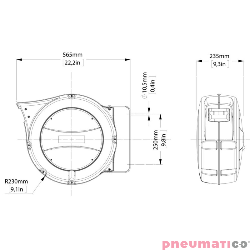 Zwijak kablowy ZECA AM86/10NBR 16x10mm 18m Zwijak kablowy ZECA AM86/10NBR 16x10mm 18m