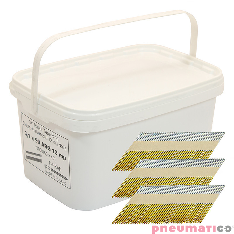 Gwoździe łączone papierem Pneumatico 3.1/90 NK RI 1op.- 2.000szt. Gwoździe łączone papierem Pneumatico 3.1/90 NK RI 1op.- 2.000szt.