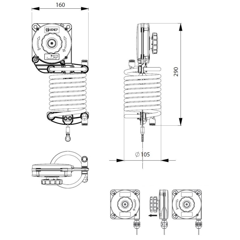 Balanser linkowy z przewodem powietrznym Flowmatik 9082600001 0,4-1kg 1600mm