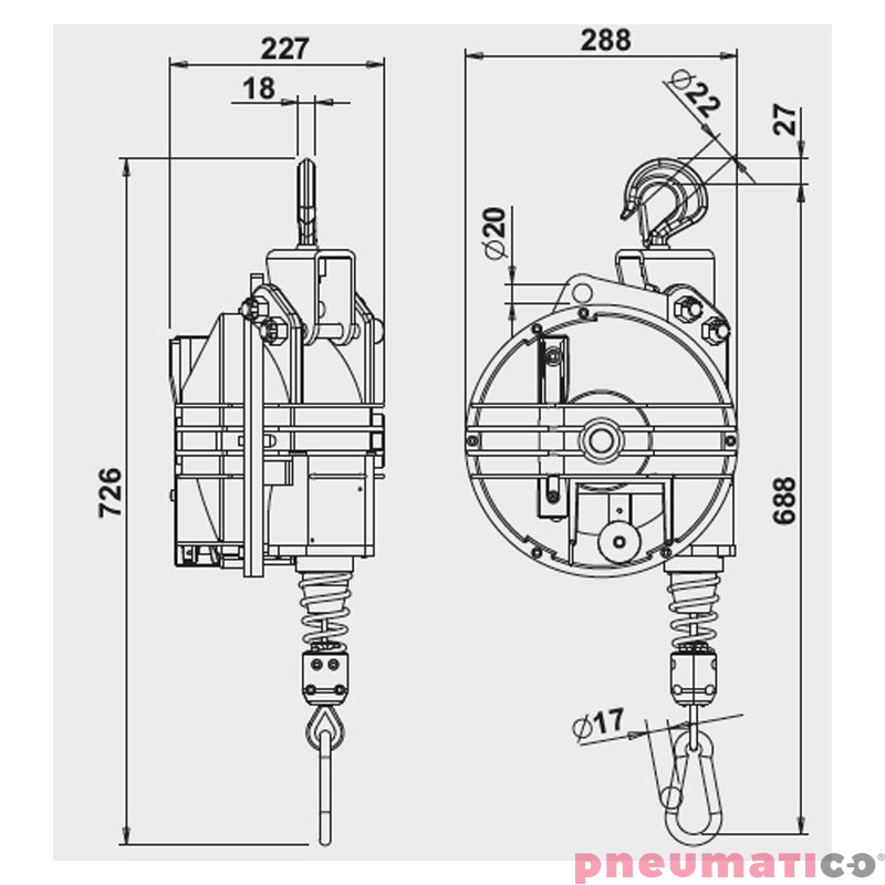 Balanser linkowy TECNA 9432.B 20-25kg 3000mm