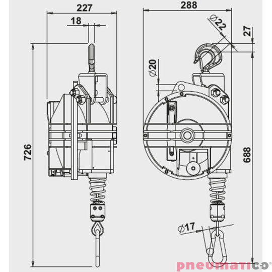 Balanser linkowy TECNA 9432.B 20-25kg 3000mm