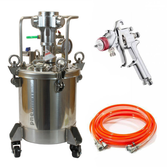 Zbiornik ciśnieniowy do natrysku nierdzewny 10L z mieszadłem Pneumatico Tank MP10SS z pistoletem lakierniczym i wężem podwójnym Zbiornik ciśnieniowy do natrysku nierdzewny 10L z mieszadłem Pneumatico Tank MP10SS z pistoletem lakierniczym i wężem podwójnym