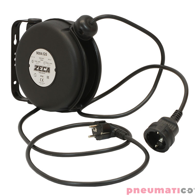 Profesjonalny kablozwijak 3x1,5mm&sup2; ZECA 9004/GS 6m wtyczka + 1 gniazdo