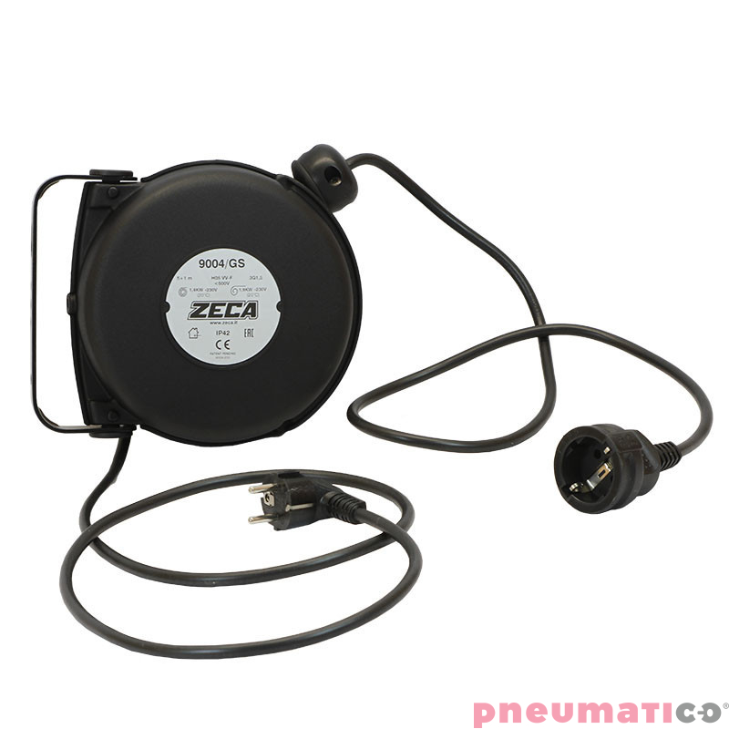 Profesjonalny kablozwijak 3x1,5mm&sup2; ZECA 9004/GS 6m wtyczka + 1 gniazdo