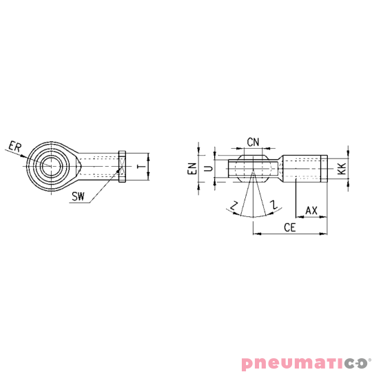 Końc&oacute;wka prosta tłoczyska z przegubem kulistym U TEKMA U-160