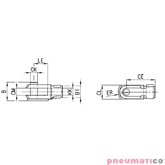 Końc&oacute;wka widełkowata tłoczyska YC TEKMA YC-160-200