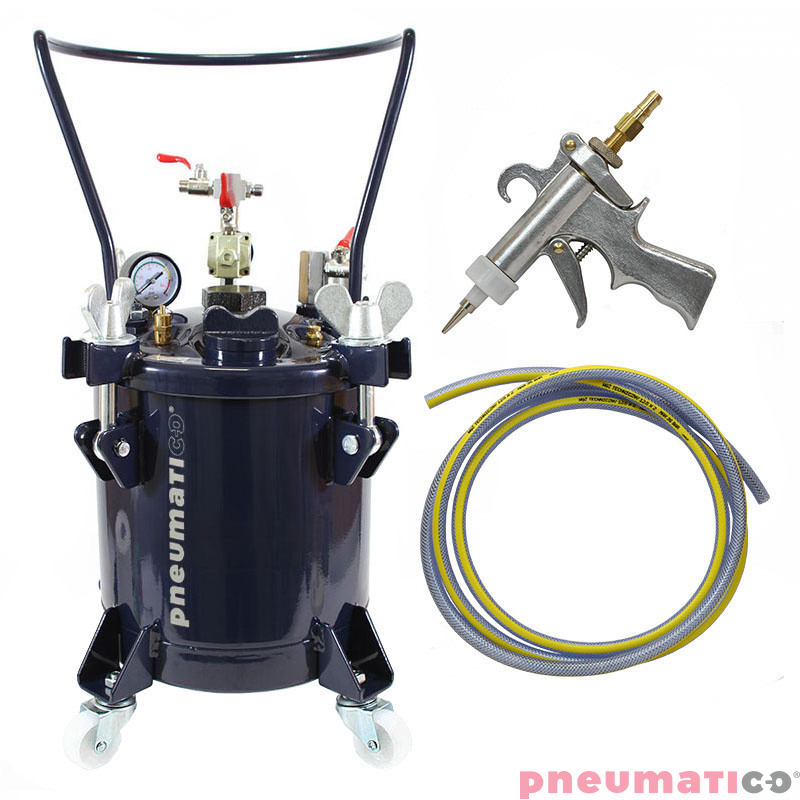 Zestaw do nakładania kleju: zbiornik 10L bez mieszadła Pneumatico Tank ZB10-1-1 + pistolet PIZZI 9902 + wąż