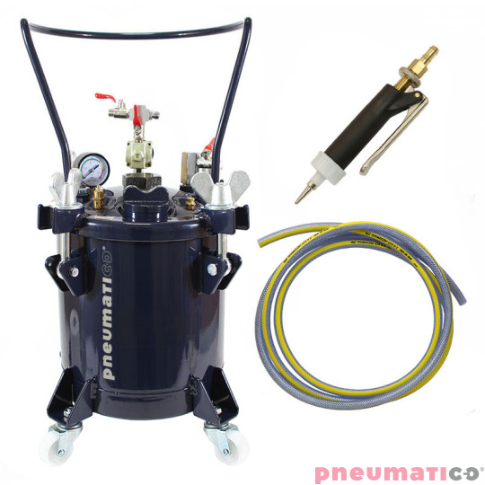 Zestaw do nakładania kleju: zbiornik 10L bez mieszadła Pneumatico Tank ZB10-1-1 + pistolet PIZZI 0002 + wąż