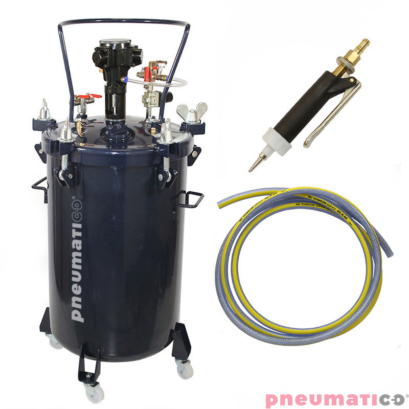 Zestaw do nakładania kleju: zbiornik 60L z mieszadłem MP60-1-1 Pneumatico Tank + pistolet PIZZI 0002 + wąż Zestaw do nakładania kleju: zbiornik 60L z mieszadłem MP60-1-1 Pneumatico Tank + pistolet PIZZI 0002 + wąż