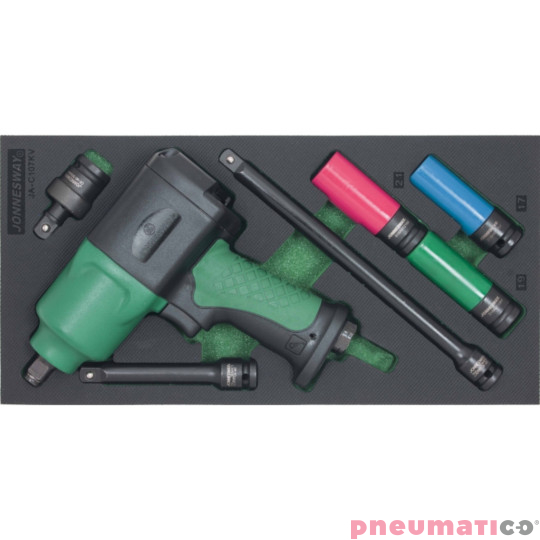 Kucz udarowy 1/2" 1356 Nm zestaw 7szt. narzędzi we wkładce EVA Jonnesway JA-C107KV