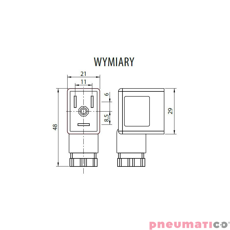 Wtyczka RQE typ D1 11MM do cewek CS31/CS41 RQS RQED1