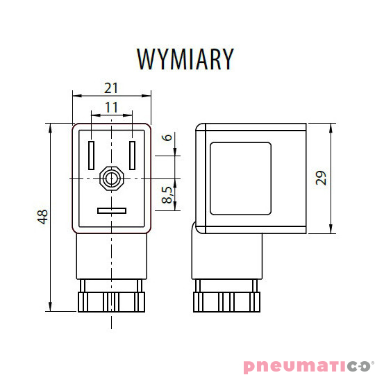 Wtyczka RQE typ DL1 DC 11MM LED do cewek CS31/CS41 RQS RQEDL1DC