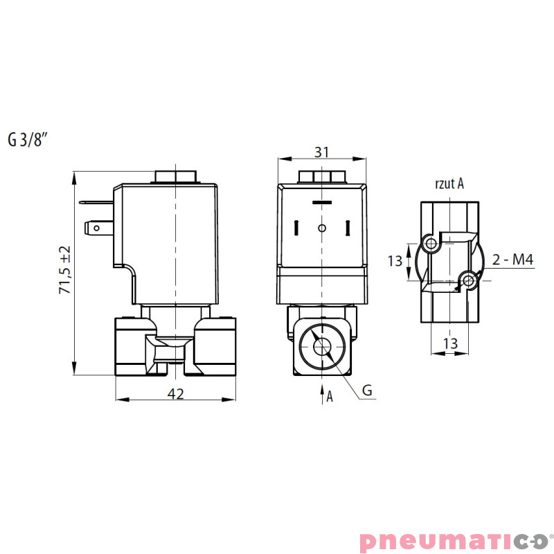Zawór RQE TYP ED11 G3/8" DN3.5 2/2 NC mosiądz VITON RQS RQEED113.5FG03MSV bez cewki Zawór RQE TYP ED11 G3/8" DN3.5 2/2 NC mosiądz VITON RQS RQEED113.5FG03MSV bez cewki
