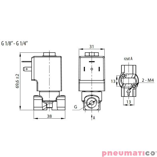 Zawór RQE TYP ED41 G1/4" DN3.5 2/2 NC nierdzewny VITON RQS RQEED413.5FG02S4V bez cewki Zawór RQE TYP ED41 G1/4" DN3.5 2/2 NC nierdzewny VITON RQS RQEED413.5FG02S4V bez cewki